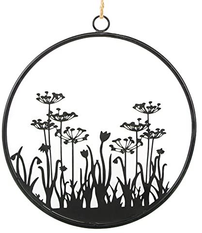 Logbuch-Verlag Türkranz Frühling Ostern Metall schwarz Fensterkranz Wanddeko Ø 31 cm Geschenk Pusteblume Deko Zuhause Ring