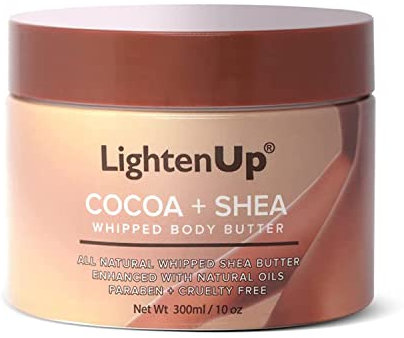OMIC LightenUp, burro di cacao sbattuto, 10,1 fl oz / 300 ml, idratante naturale, burro per il corpo, ricette fai da te, burro per il viso e il corpo, senza sperimentazione su animali