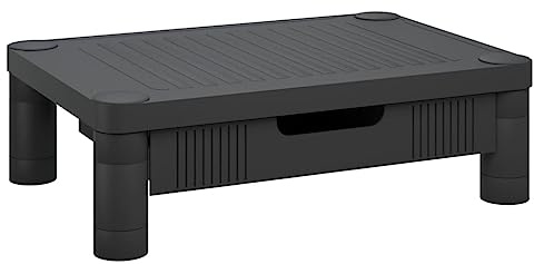 vidaXL Support de moniteur Noir 43x30,5x13 cm, support de moniteur pour bureau, socle de moniteur, étagère de moniteur, colonne montante de moniteur