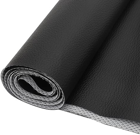 Gohytal Konstläder, Metervara 200 x 140 cm Vattentätt lädertyg Kornig läderimitation Texturerat lädertyg Metervara Konstläder läder Sprickor överdrag för Bilsäten Soffa Plånböcker Hantverk Svart