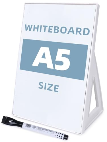 Magnetic A5 Mini Desktop Dry Erase Board Whiteboard (21cm*15cm) Desktop Whiteboard with Stand, Small Dry Erase White Board Standable, Mini Easel for Desk with Marker