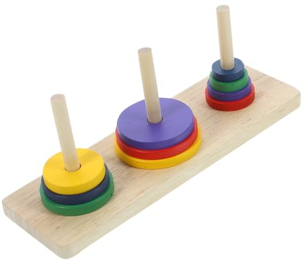 BESTonZON Hanoi de la tour en bois pour enfants à partir de 12 ans - Jouet en bois pour adultes - Hanoï haut de la tour - Puzzle de déverrouillage - Jouet intellectuel - Petite tour et rivière