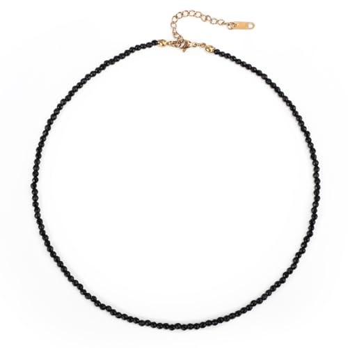 Mikovivi Bead Black Necklace for Women, Dainty Beaded Necklace Vintage Spinel Crystal Jewelry for Gifts Prom Party
