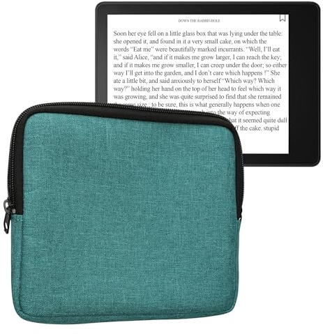 kwmobile Funda Universal para E-Book - Estuche de Tela con Cierre de Cremallera para Libro Electrónico de 7 Pulgadas - Bolsa Protectora para Ebook con Correa de Mano