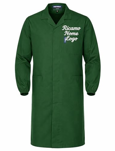 Ristohouse Camice da Lavoro Leggero, Con Tasconi ed Elastico ai Polsi (VERDE, L)