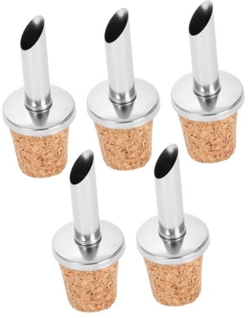 PRETYZOOM Tapón De Botella De Aceite Y Vino De Acero Inoxidable con Boquilla En Ángulo Juego De 5 Piezas con Sello Hermético para Cocina Y Bar