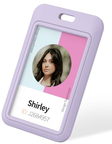 Uniclife 1 Pezzo Porta Badge Scorrevole in Plastica Viola Custodia Protettiva in Plastica con Finestra Trasparente per Ufficio Scuola ID Carte di Credito Chiavi di Prossimità Licenze e Pass