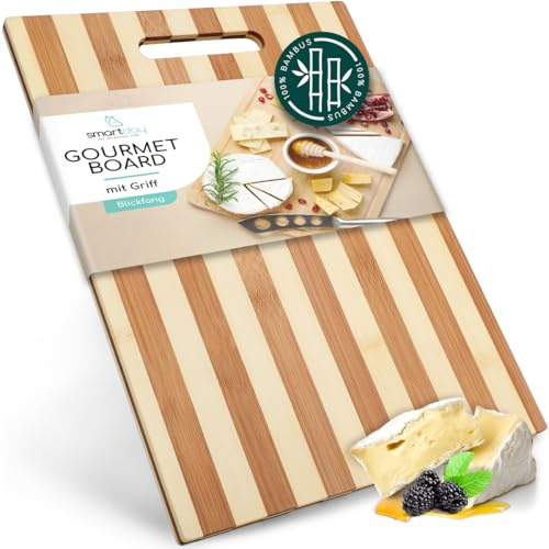 smartday Skärbräda trä av 100 % bambu XXL I köksbräda extra solid och hållbar I skärbräda träskärbräda för kök och servering
