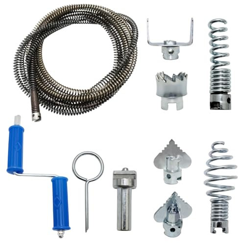Furet Deboucheur Canalisation 5m, ø12mm, Professionnel Furet Plomberie Avec 8 Pièces,Arbre De Nettoyage de Canalisations Multifonction