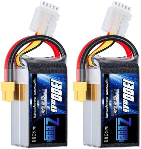 Zeee 4S Lipo 14,8V 120C 1300mAh Batterie RC avec Prise XT60(2 Paquets)