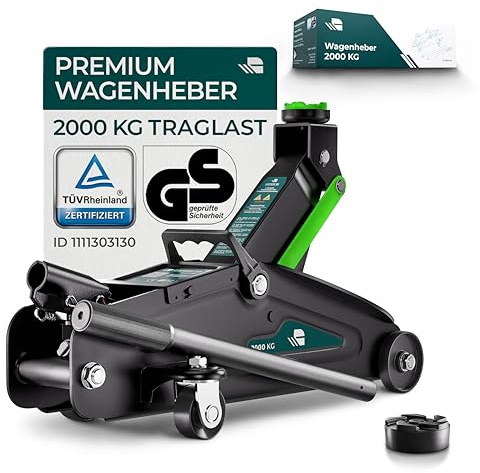 CargoVA Rangierwagenheber 2T hydraulisch | TÜV-Zertifiziert | Hubhöhe 130-330mm | Ideal für PKW & SUV zum Reifenwechsel