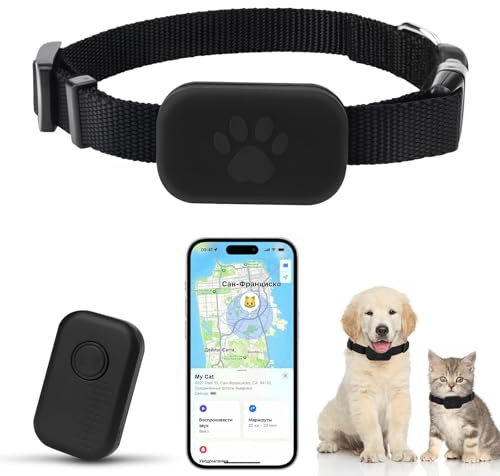 Pet GPS Tracker for Small Dogs and Cats, No Monthly Fee No SIM Required, Compatible with iOS/Android, Global Tracking Device for All Cats Dogs and All Collars