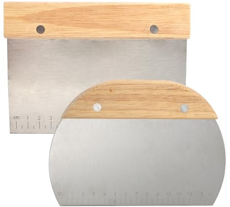 2 tarjetas de masa de acero inoxidable grandes, de grado alimenticio, cortador de masa, rascador de banco, rascador de cocina multifuncional para hornear (pizza, pan, pasteles)