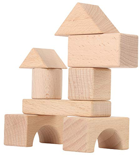 Dpofirs Blocs de Construction pour Enfants, Blocs de Forme Géométrique en Bois, de Couleur en Bois éducatifs pour Enfants, Favorisent L'imagination et la créativité, 22 Pièces + Boîte de Rangement