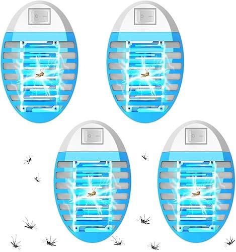Myggskydd, elektrisk myggfälla, insektsfälla med UV-ljus, myggfälla, för flugor, myggfälla, myggfälla, för flugor, myggor, mal, kök, för sovrum, inomhus (4-pack)