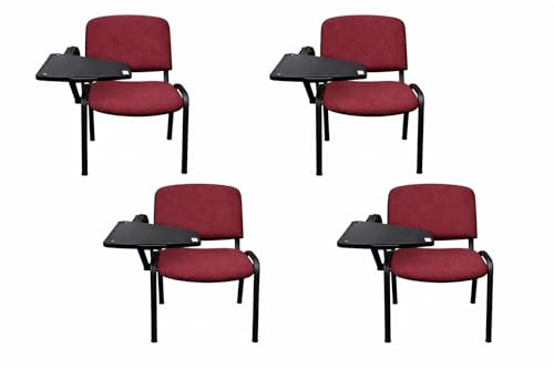 ART PROG - Lot de 4 Chaises Visiteur LISO avec Tablette | Revêtement Tissu Bondai| Chaises de Conférence Rembourrées et Empilables | Idéales pour Salles de conférence et de Formation