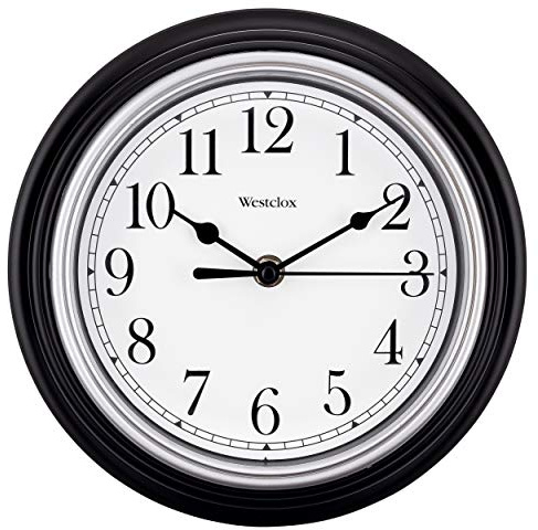 Westclox Quartz Movement Round Wall Clock, Contemporary Analog Design, Battery-Powered for Indoor Use (Black, 9 Inch)
