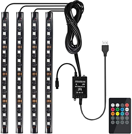 Favoto 4x12 Innenbeleuchtung LED Atmosphäre Licht Auto Innenraumbeleuchtung led Innenraum mit USB-Port und IR Fernbedienung…