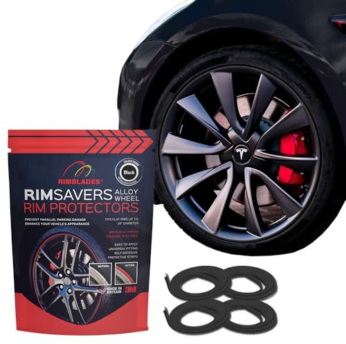 Rimsavers Black Alloy Wheel Protectors – Fits Up to 22” x 4 Wheels | Ideal for Flat Edge Rims | 3 Colour Options | Easy DIY Fit | Protects Against Kerb Rash | Car Exterior Accessory