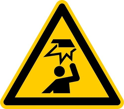 Aufkleber Warnzeichen „Warnung vor Hindernissen im Kopfbereich“ Folie nach ISO 7010 W020 | SL 5-30 cm Made in Germany, Größen Name: Ø10 cm