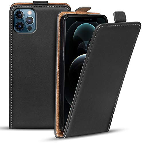 Verco Flip Cover per iPhone 12, iPhone 12 Pro Custodia verticale Flip Case compatibile con Apple iPhone 12/12 Pro (6.1 pollice), Nero