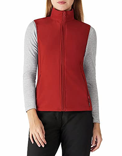 Outdoor Ventures Leichte Softshell-Weste für Damen, winddicht, ärmellos, mit Fleece gefüttert, durchgehender Reißverschluss, Oberbekleidung für Damen, zum Laufen, Wandern, Golfen, Radfahren, rot, 36