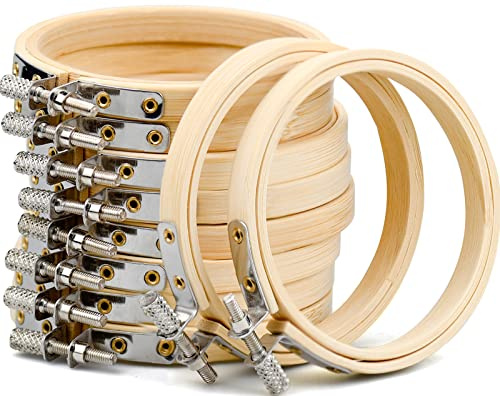 Nerissa 10 Pieces 3 Inch Round Embroidery Hoops Cross Stitch Hoops and Frames Adjustable Bamboo Cross Stitch Hoop Circle Ring for DIY Craft Sewing, Embroidery, Home Cross Stitch Art Decoration