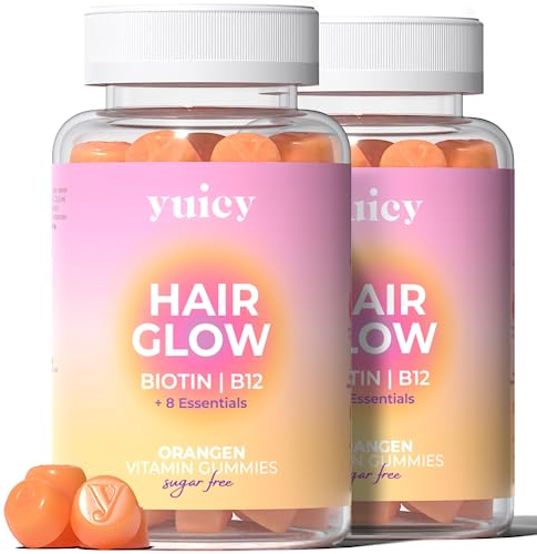 YUICY Biotin Haar Gummibärchen - 120 Stk. Extrem Leckere & Zuckerfreie Haar Vitamine - 10mg Biotin Gummies Hochdosiert für Haarwachstum, Haut & Nägel - Hair Glow