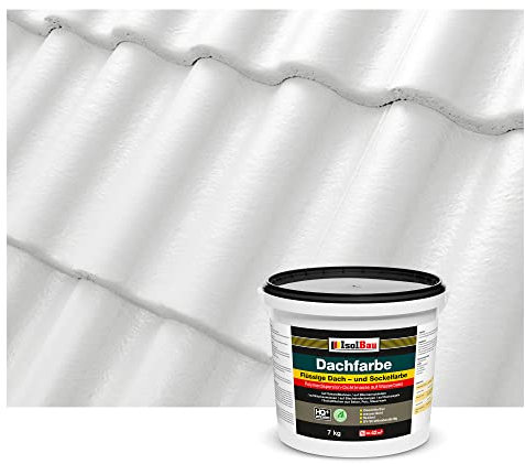Isolbau Dachfarbe - 7 kg RAL Farbe Fassadenfarbe Nano Dachlack Sockelfarbe Wetterfest - Lösemittelfrei, Wasserdicht, UV-beständig - Weiß
