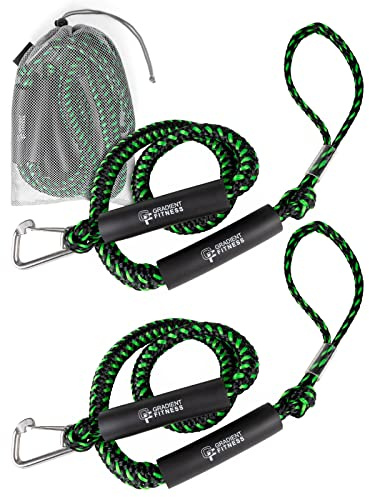 Gradient Fitness| Bungee Dock Line (6' - Paquet de 2) | Les Lignes de Quai de Bateau à Corde Marine facilitent l'amarrage et l'embarquement pour Le Jetski, Le Kayak, Le Ponton. Accessoire de Bateau