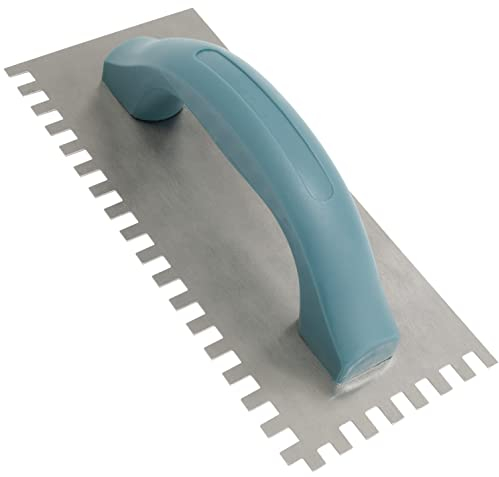 AERZETIX - C64838 - Llana dentada para alicatado/talocha con dientes 10x6mm - herramienta manual para la construcción - manija en plástico - edificio mampostería recubierto de yeso - en acero