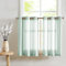 TOPICK Voile Scheibengardinen mit Ösen Transparent Bistrogardine Landhaus Streifen Küchenvorhang Gestreift Küchengardinen Paarig für Badezimmer Klein Fenster Dekor 90x115cm(BxH) Blaugrün 2er Set