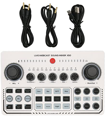 Vomeko X50 Live Ljudkort USB Externt Ljudkort För Livesändning - 12 Uppvärmningsljud, Bärbart Ljudkort One-touch Mute Live Broadcast Ljudkort (X50, Live Ljudkort) Externa Ljudkort