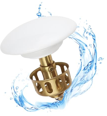 SRJQXH Waschbeckenstöpsel Pop Up, Abflussstopfen Waschbecken (31.5–34,5mm), Stöpsel Waschbecken, Keramikdeckel, mit Abflusssieb, Geeignet für Badezimmer, Aufsatzwaschbecken, Badewannen