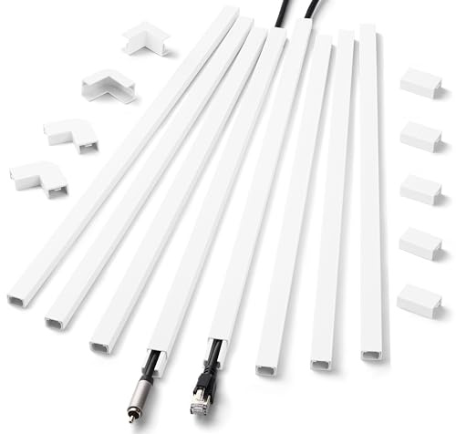 ZhiYo 136in Wall Cord Hider, Cable Raceway for 1 Cord, W0.6in H0.4in, White