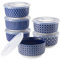 DOWAN Ramekins with Lids, 6 OZ Porcelain Ramekin Dishes for Creme Brulee Soufflé, Egg Mould, Muffin Cases, Mini Dip Bowl, Baking Bowl for Oven & Air Fryer, Vintage Blue, Pack of 6