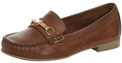 MARCO TOZZI Damen Mokassins aus Leder Elegant, Braun (Cognac), 41 EU