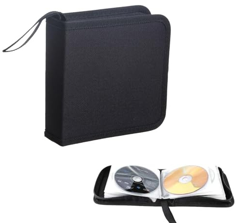 SZKKQKJ Sac de Rangement pour CD, Rangement pour CD, étuis pour CD, Sac de Rangement pour disques CD DVD pour 40 disques, Sac de Rangement pour CD pour Voiture et Maison (Noir)