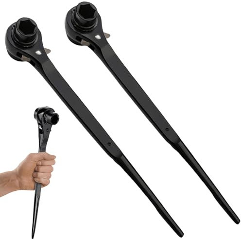 BAIFULAI 2 Stück Gerüstbauratsche, 19/22 mm Gerüstschlüssel, Gerüstratsche rechts/links umschaltbar aus CR-V, Gerüstbauknarre mit korrosionsbeständiger schwarzer Phosphatierung