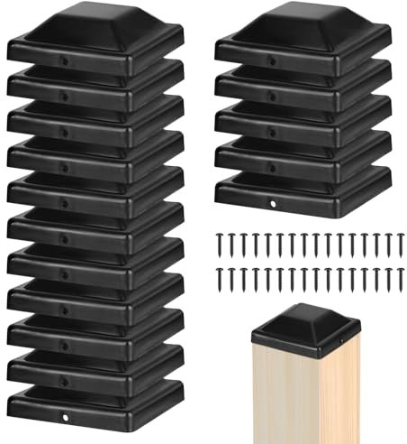 DBREAKS Chapeau Poteau Bois 9x9, Lot de 16 Capuchons de Poteau, Capuchons en Plastique, Capuchons de Poteaux de Clôture avec Vis, pour Protéger Les Poteaux en Bois