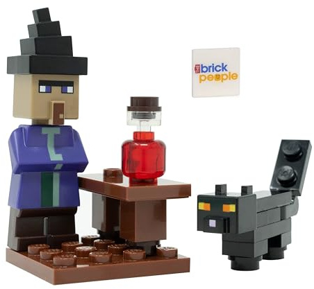 LEGO Minecraft Mini Set: Witch Minifigure with Black Cat and Potion