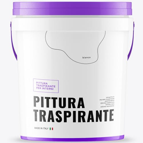 FORTUNATO Idropittura Traspirante Semi Lavabile Alta Copertura Opaca Finitura Bianca Facile Apllicazione Made in Italy (Litri 2,5)