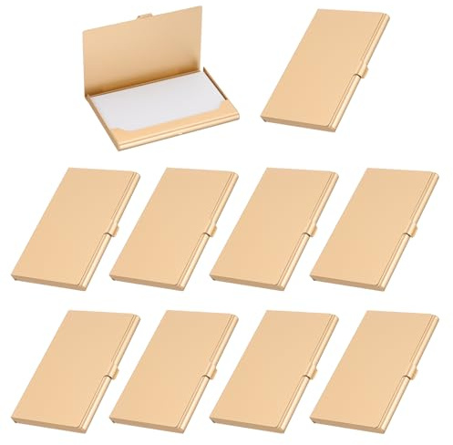 PATIKIL Portacarte Da Visita, 10Pezzi Custodia Per Carte In Metallo Alluminio Portatile Professionale Per Biglietti Da Visita Carte Di Credito, Dorato