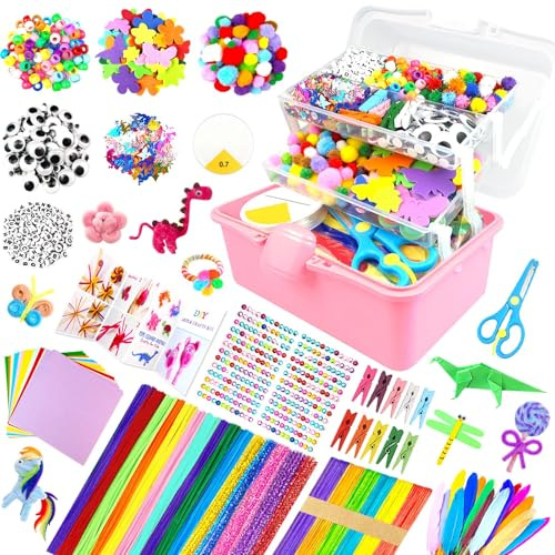 ZEIZHUBN Kit Bricolage Enfants 3000 Pièces Activité Manuelle Enfant Tout-en-Un Kits de Loisirs Créatifs avec Pipe Cleaners DIY Loisirs Creatifs Cadeaux Filles et Garçons 4-8, 8-12 Ans