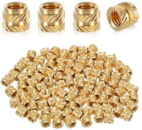 100 Pack M5 Threaded Insert M5 Heat Set Inserts 3D Printing Brass Nuts Knurled Twill Thread Nut Inserts for Automotive Plastic Shells