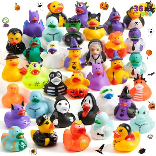 JOYIN 36 Halloween-anka badleksaker, gummiankor i storpack för halloween-partygåvor, minianka badleksak för spädbarn, klassrumspriser