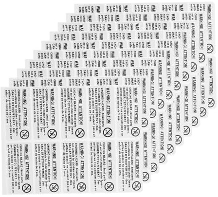 Uonlytech Étiquettes D'Avertissement D'Étouffement Auto-Adhésives 200 Pièces 5.00X2.50Cm Pour Jouets Et Emballage Sécurité Enfants Moins De 3 Ans