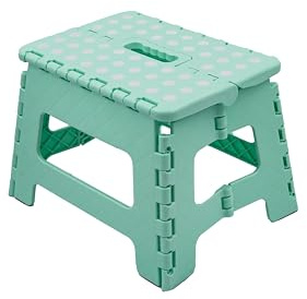 Bis 150 KG, Höhe 22 cm, Tritthocker Klappbar, Klappstuhl, Klapphocker, Falthocker, Faltbarer Hocker, Kinder, Fußhocker (Mint)