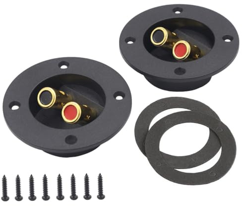 SMASOLO 2piezas Caja De Terminales para Altavoces De Coche Vías Conectores De Caja para Altavoz Subwoofer Terminales Dorados y Material Zinc Abs para Transmisión De Señal Óptima