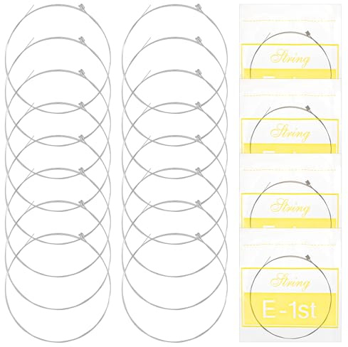 Molain 20 Pack Acoustic Guitar High E String, 1st String Acoustic Guitar Light Tension Brass Plated Steel, Bright Well Balanced Tone Corrosion Resistant Replacement Guitar Strings